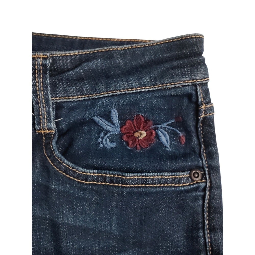 St Johns Bay Womens Dark Wash Floral Embroidered Straight Leg Jeans Size 16P - Picture 4 of 11